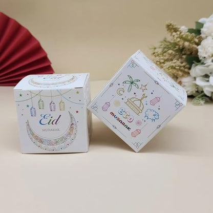 16 Pcs Eid Mubarak Candy Box Ramadan Gift Boxes Muslim Party Favor Boxes Paper Gift Box for Eid Islamic Party Decorations