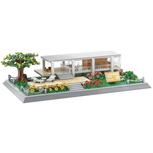 Farnsworth House Illinois Building Set (661 Pieces), Architecture Building Blocks Toys, Home Décor Model Gifts for Kids and Adults - color: Farnsworth House