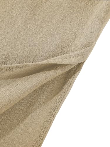 Jacansi Men's Muslim Buttoned Thobe Long Tunic, Oversized & Extra Long, Arabic Style with Pockets - color: Khaki, size: 3X-Large