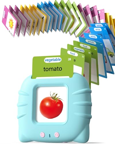 Airbition Talking Flash Cards for Toddlers 1 2 3 4 Year Olds, Montessori Language Learning Toys with 224 Words, Pocket Speech Therapy Toys, and Speech Development Educational Playthings for Children - style: 224 Words English Blue