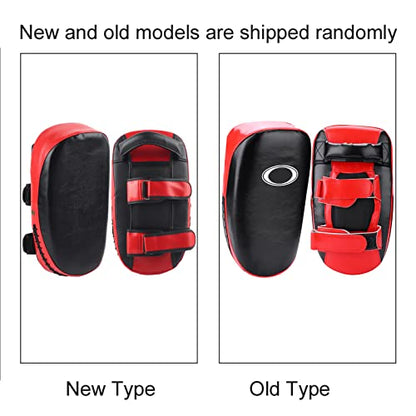 Muay Thai Pad for Training, Curved Kickboxing Kicking StrikeShield, KickShield, Coaching Kick Boxing, MMA, Martial Arts, Karate, Taekwondo, Punching, Foot, Knee and Elbow Target (Black Red)