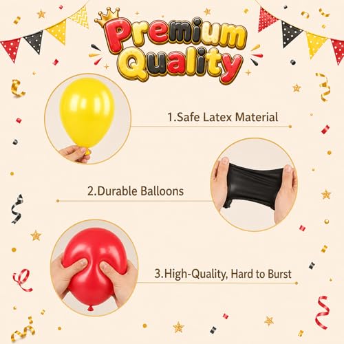 Red Yellow Black Balloons 12 Inch Red Black Yellow Latex Balloons - color: Red Yellow, size: 30PC