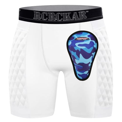 Baseball Sliding Shorts Protective Athletic Compression Underwear w/Cup Baseball Football Lacrosse - color: White Grey, size: Large