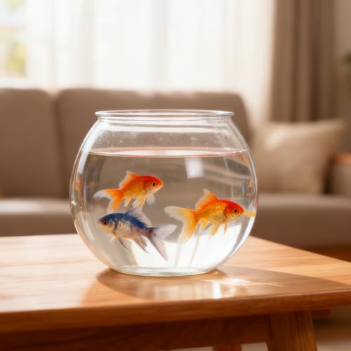 SynHHergyx Plastic Fish Bowl 30 oz Decorative Small Mini Fishbowl Round Plastic Aquarium Fish Bowls Unbreakable Heavy Duty Bowl for Centerpiece Vases, Party Decorations, Pack of 1