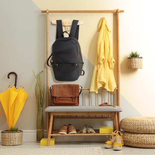 Chunful Backpack Rack Wood Wall Mount Backpack Hanger Heavy Duty Wall Mounted Rustic Wooden Hook Organizer for Hanging Backpacking Traveling Bag Clothes Coats