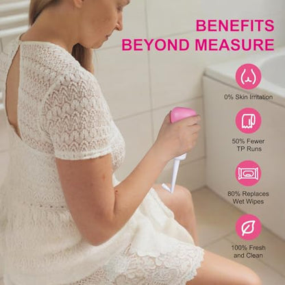 Carethetic Peri Bottle, 10oz Upside Down Portable Bidet for Postpartum Care, Perineal Cleansing with Angled Nozzle, Travel Bag, New Mom Essentials, Pink