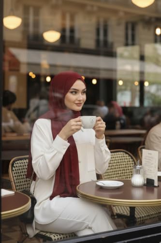 Instant Chiffon Hijab, Ready to wear hijab, modal wrap, Abaya, modern Instant Scarf, Soft breathable scarf - color: S13 Burgundy