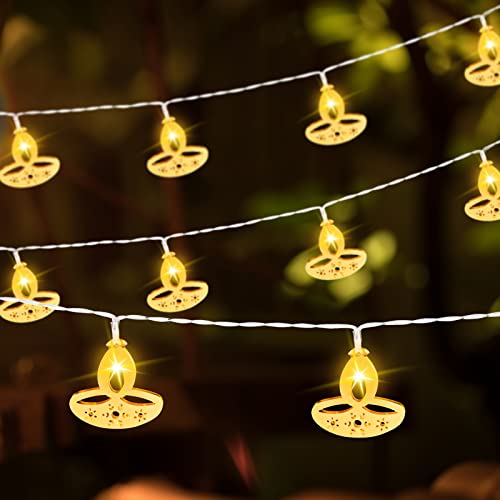 5.4 ft Diwali Diya String Lights 10 LED Warm White Indian Decor