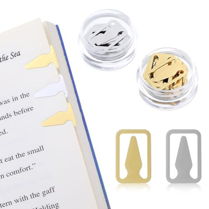 100Pcs Book Line Markers, Gold/Silver Metal Bookmarks Tin Mixed Metals Book Page Markers Book Marker Clips Book Annotation Supplies for Teachers, Students, Readers