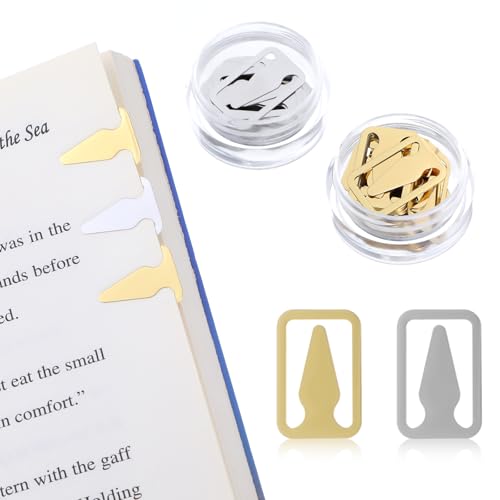 100Pcs Book Line Markers, Gold/Silver Metal Bookmarks Tin Mixed Metals Book Page Markers Book Marker Clips Book Annotation Supplies for Teachers, Students, Readers