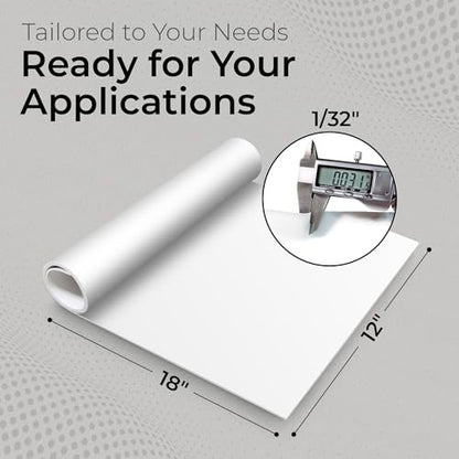 Exactly Rubber - White Silicone Sheet, 60A Durometer Silicone Mat, Food-Grade Rubber Mat with -80 to 450°F Temperature Resistance, 400% Elongation, Silicone Placemat Made in The USA, 1/32 x 12” x 18” - size: 1/32 x 12 x 18