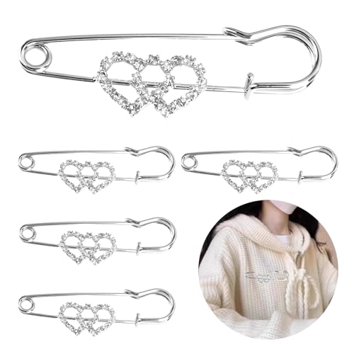 Rhinestone Brooch Pins,Safety Pins for Clothes,Brooch Pins for Women,Pins for Bags,Decorative Pins - color: Style A 5PCS
