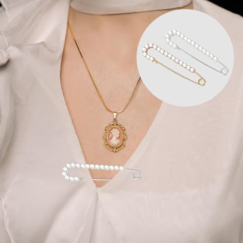 12 PCS Sweater Shawl Clips Retro Sweater Shawl Clips Faux Crystal Pearl Brooch Pins for Women Girls Costume Accessory - color: Classic