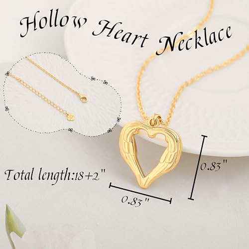 POTESSA 18K Gold Plated Pendant Necklace Medallion Coin Heart Y Shaped Chain Toggle Necklace for Women Jewelry - color: Hollow Heart