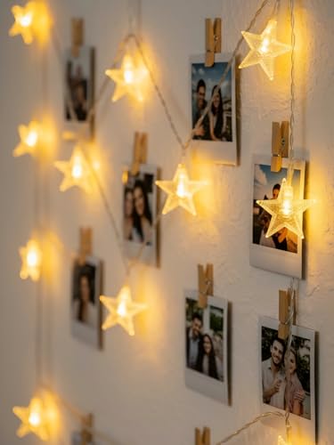 Star String Lights, 30 LED White-Color, 10 Feet Indoor Decorative Lights Battery Powered for Bedroom, Dorm Room and Party Decor - color: Star