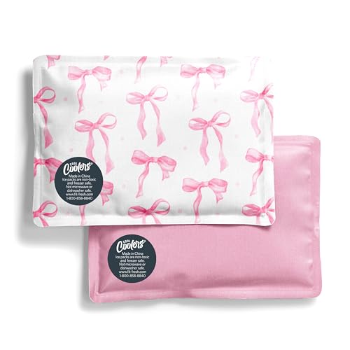Fit & Fresh Cool Coolers 2 Pack Soft Ice for Lunch Bags, Flexible Stretch Nylon, Durable, Reusable Lunch Box Ice Packs, Soft Ice, Reusable Freezer Packs, Lunch Ice, Easy to Clean, Pink Bows - color: Pink Bows (2 Pack), size: Standard