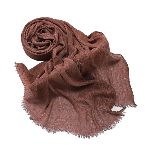 Crinkle Cotton Hijab, Soft Light and Breathable Hijab Scarf For Women, Suitable for All Seasons - color: Caramel