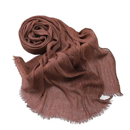 Crinkle Cotton Hijab, Soft Light and Breathable Hijab Scarf For Women, Suitable for All Seasons - color: Caramel