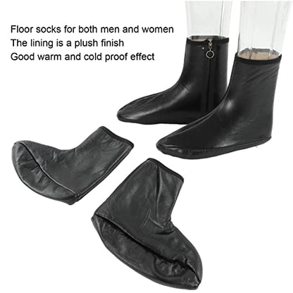 Leather Zipper Socks, Unisex Waterproof Muslim Sock Islamic Thermal Prayer Winter Socks Khuffy Leather Black Sock for Men Women 35-40