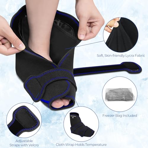 Ankle Foot Ice Pack Wrap, XL, Black, 1 Wrap + 4 Gel Packs | 30-Min Long-Lasting & Leakproof, Full Coverage for Feet Pain Relief, Hot & Cold Therapy, Insertable Ice Packs, Easy-to-Wear - size: XL, style: Black (1 Wrap+4 Gel Packs)