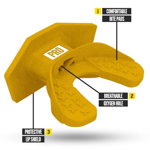 Nxtrnd One Pro Football Mouth Guard, Interchangeable Strap, Fits Adult & Youth (Gold) - color: Gold Pro