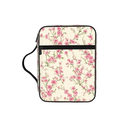 Cherry Blossom Cottagecore Pink Floral Cream Bible Cover Case for Women Men - color: Cherry Blossom Pink Cream