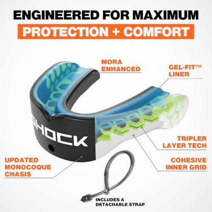 Shock Doctor Gel Max Power 카본 컨버터블 마우스 가드 - color: 레드 드립 송곳니, size: 청소년