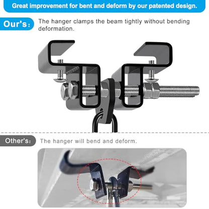 Punching Bag Hanger for I Beam 880 LBs Capacity Heavy Bag Mount Width Adjustable Boxing Bag Holder & Steel Beam Clamp for Beam - color: Beam Hanger & Carabiner (2 Pack)