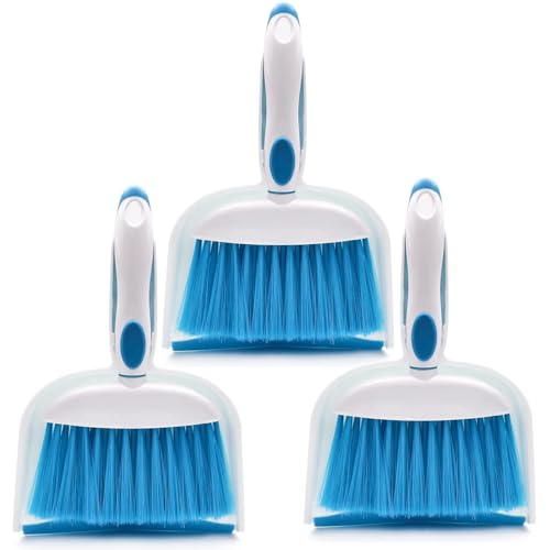 Small Broom and Dustpan Set, Small Dustpan and Brush Set, Mini Dust pan and Brush, Hand Broom and dust pan, Mini dustpans are Ideal for Cleaning Little Areas Like desks, Kitchens, pet Rooms. (3 Set) - size: 3pcs