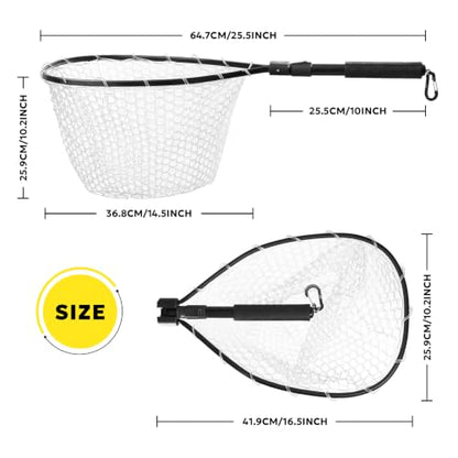 SF Fly Fishing Landing Net Soft Rubber Mesh Trout Net Catch and Release Net - style: Folding Landing Net
