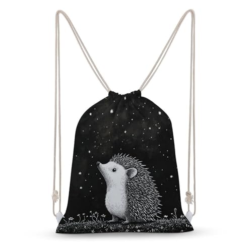 Hedgehog Drawstring Backpack Canvas String Bag Lightweight Sports Gym Bag for Men Women - color: Color-5
