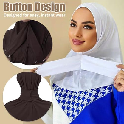 OULIGET Instant Scarf For Women,Muslim Flexible Turban with Buttons Ready to Wear Easy,Chic Sport Jersey Hijab Head Scarf - color: Coffee