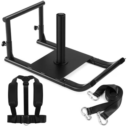 GADFISH Medium-sized Weight Sled, Adjustable Height Workout Fitness Sled for Speed Training, Push and Pull Sleds for Exercise, Suitable for 1" & 2" Weight Plate, Applicable to Multiple Scenarios