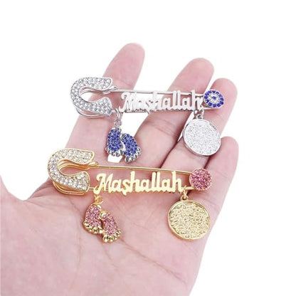 2 Pcs Mashalla Baby Brooch Pin, 2.9 Inch Home Decorations for Ramadan Gifts, Islamic Ramadan Gift
