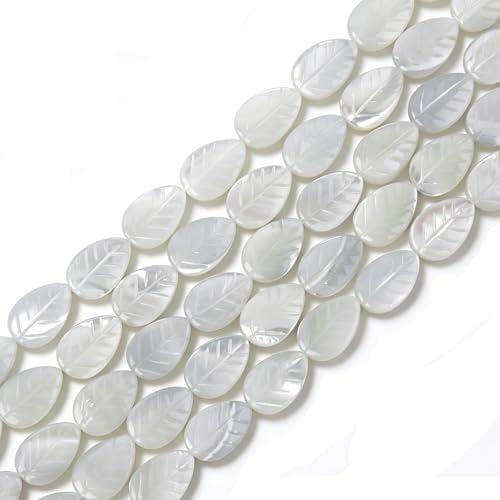 8x12mm Natural White Mother of Pearl Shell Leaf Beads for Jewelry Making - color: 8x12mm Leaf Shape