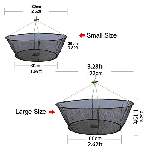 Foldable Fish Catching Net, Hand Cast Cage for Shrimp and Crab - size: Top Dia:39.37" Bottom Dia:31.5"