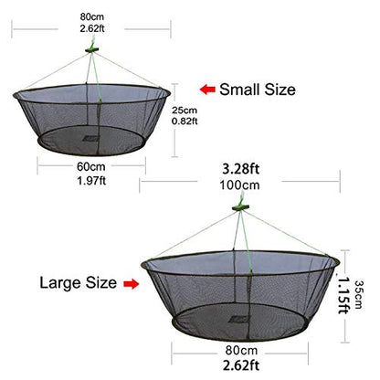 Foldable Fish Catching Net, Hand Cast Cage for Shrimp and Crab - size: Top Dia:39.37" Bottom Dia:31.5"