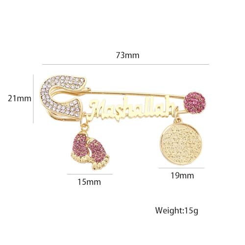 2 Pcs Mashalla Baby Brooch Pin, 2.9 Inch Home Decorations for Ramadan Gifts, Islamic Ramadan Gift