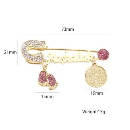 2 Pcs Mashalla Baby Brooch Pin, 2.9 Inch Home Decorations for Ramadan Gifts, Islamic Ramadan Gift