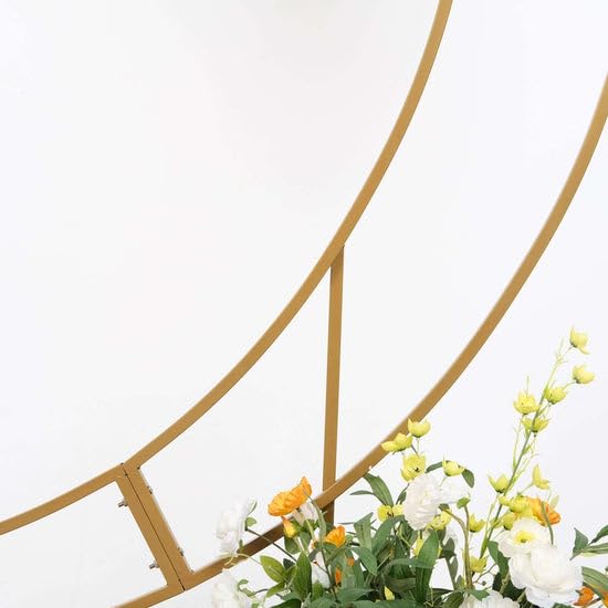 Tableclothsfactory 7.5ft Gold Metal Crescent Moon Wedding Arch Stand, Curved Flower Balloon Frame