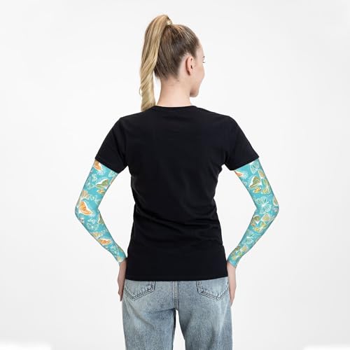 Arm Sleeves Outdoor Garden Sports Cooling Sun Sleeve for Women Men Farm - color: Abstract Butterfly