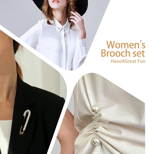 6PCS Artificial Pearl Brooch Pins for Women Clothes Scarf Cardigan Shawl Decorative Pin Shirt Sweater Clips ，Retro Sweater Shawl Clips Faux Crystal Girls Costume Accessory