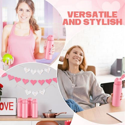 Mifoci 20 Pieces Water Bottle Bulk 17 oz Plastic Water Bottles Bulk Gym Sports Adults Reusable Large Bottles with Leak Proof Flip Top for Party Outdoor (Solid Pink) - color: Solid Pink