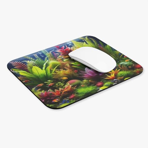 Very Colorful Aquarium Plants Mouse Pad 9x8 Inch with Rubber Base