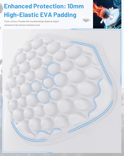 Blueleaf Youth Baseball Chest Protector Padded Compression Sleeveless Shirt Rib Heart Sternum Guard Softball Football - color: White with Gray, size: Medium