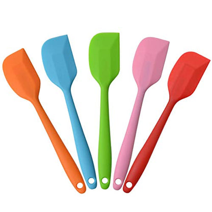 Silicone Spatulas, Small Rubber Spatula With Solid Stainless Steel Core One Piece Design Heat Resistant Non-Stick Flexible Scrapers for Mixing Cooking Baking（5 piece） - size: 8.5 inch