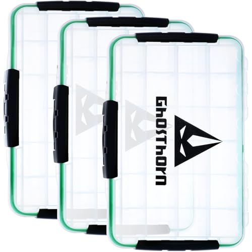 Ghosthorn Waterproof Fishing Tackle Box Organizer 3700 Lure Storage 3 Pack | Clear Tackle Organizer with Removable Dividers for Lures, Hooks and Fishing Gear Portable 3600/3700 Storage Boxes Trays - size: 3700*3
