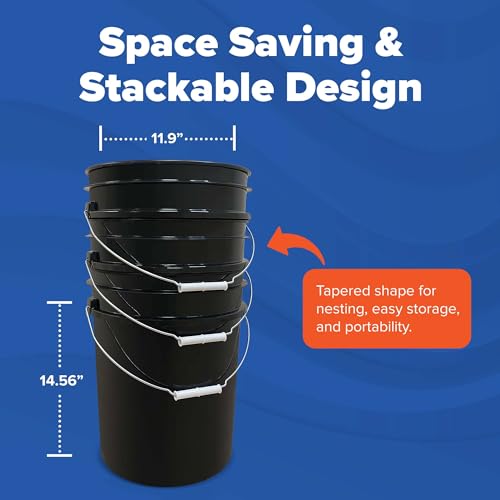 ePackageSupply 5 Gallon Bucket - Food Grade Bucket BPA-Free, Black,12 Pack - color: Black, size: 12 Packs