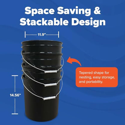 ePackageSupply 5 Gallon Bucket - Food Grade Bucket BPA-Free, Black,12 Pack - color: Black, size: 12 Packs