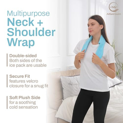 Neck Ice Pack Wrap with 2 Reusable Gel Ice Packs, Flexible Ice Wrap for Neck, Shoulders, Knees, Wrists, Soft Cooling Towel Compress for Post Surgery, Tonsillectomy, Migraine, Sore Muscle Pain Relief - style: Neck Ice Wrap